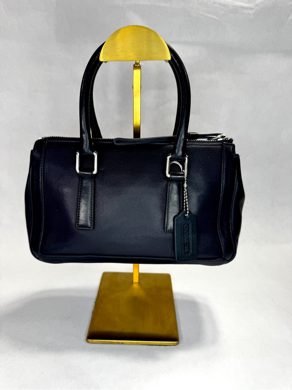 Vintage Coach Bonnie Legacy Small Zip Satchel 9421 Navy Blue Leather